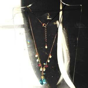 Bohemian Blue Crystal Heart with Beads & Pearl accent